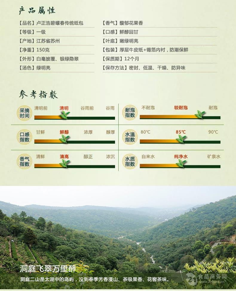 厂址:江苏省苏州市吴中区东山镇启园路28-6号 配料表:碧螺春 储藏方法