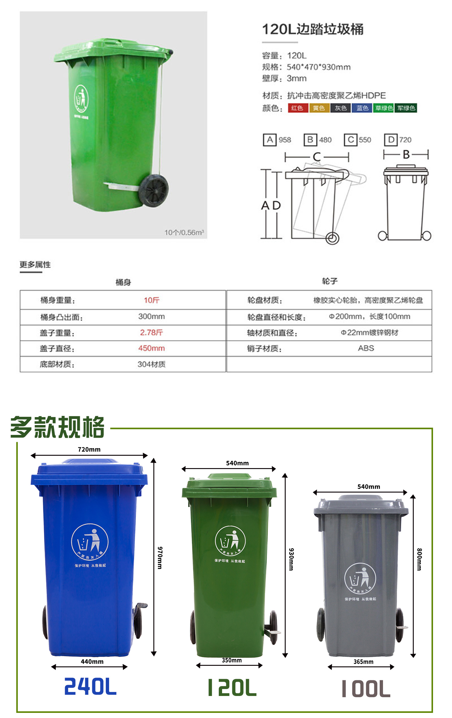 四川塑料垃圾桶厂家成都环卫塑料垃圾桶厂家120l240l660l